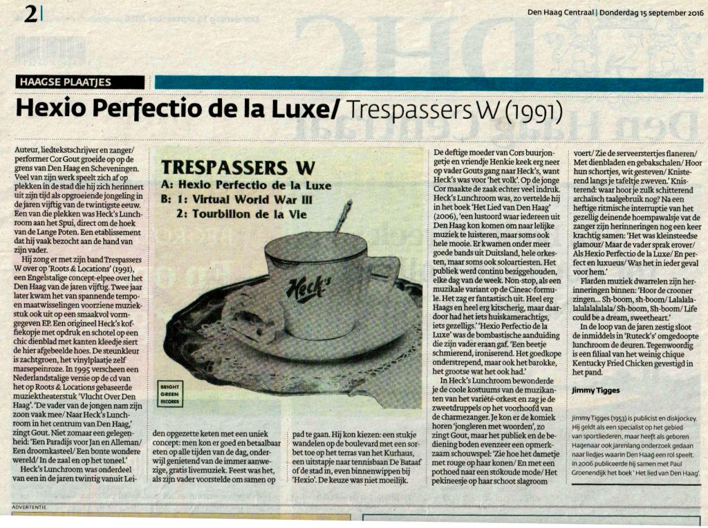 Hexio Perfectio de la Luxe ep (1991). Jimmy Tigges, Den Haag Centraal 15/9/2016