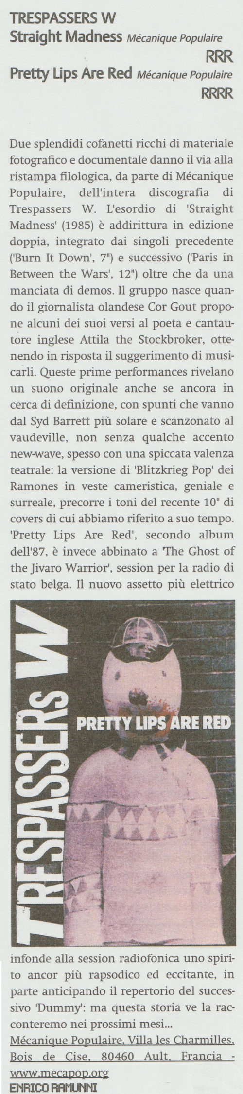 Box: Straight Madness, Enrico Ramummi, Rockerilla #237, maart 2003