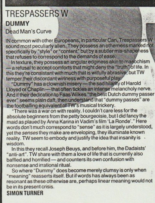 Dummy: Simon Turner, Melody Maker 27/9/1988