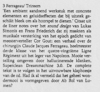 Ferrageau, Jimmy Tigges, Platenblad 249, 25/1 t/m 6/3/2020