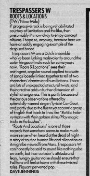 Dave Jennings, Roots and Locations, Melody Maker, 16 november 1991