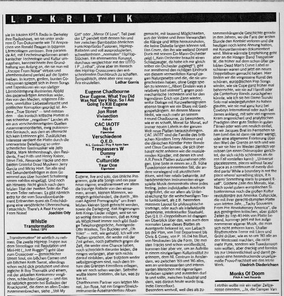 Diedrich Diederichsen Dummy (lp) SPEX #7, juli 1988