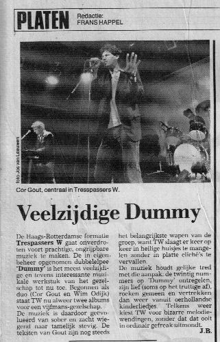 J.B.: Dummy (lp) (PLATEN redactie Frans Happel), Haagsche Courant 30 april 1988