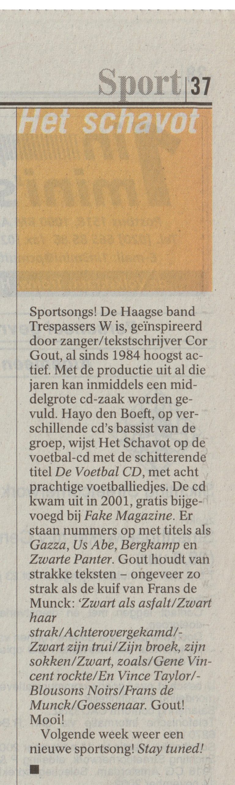 Het schavot, Bert Wagendorp, Volkskrant 2-11-2002