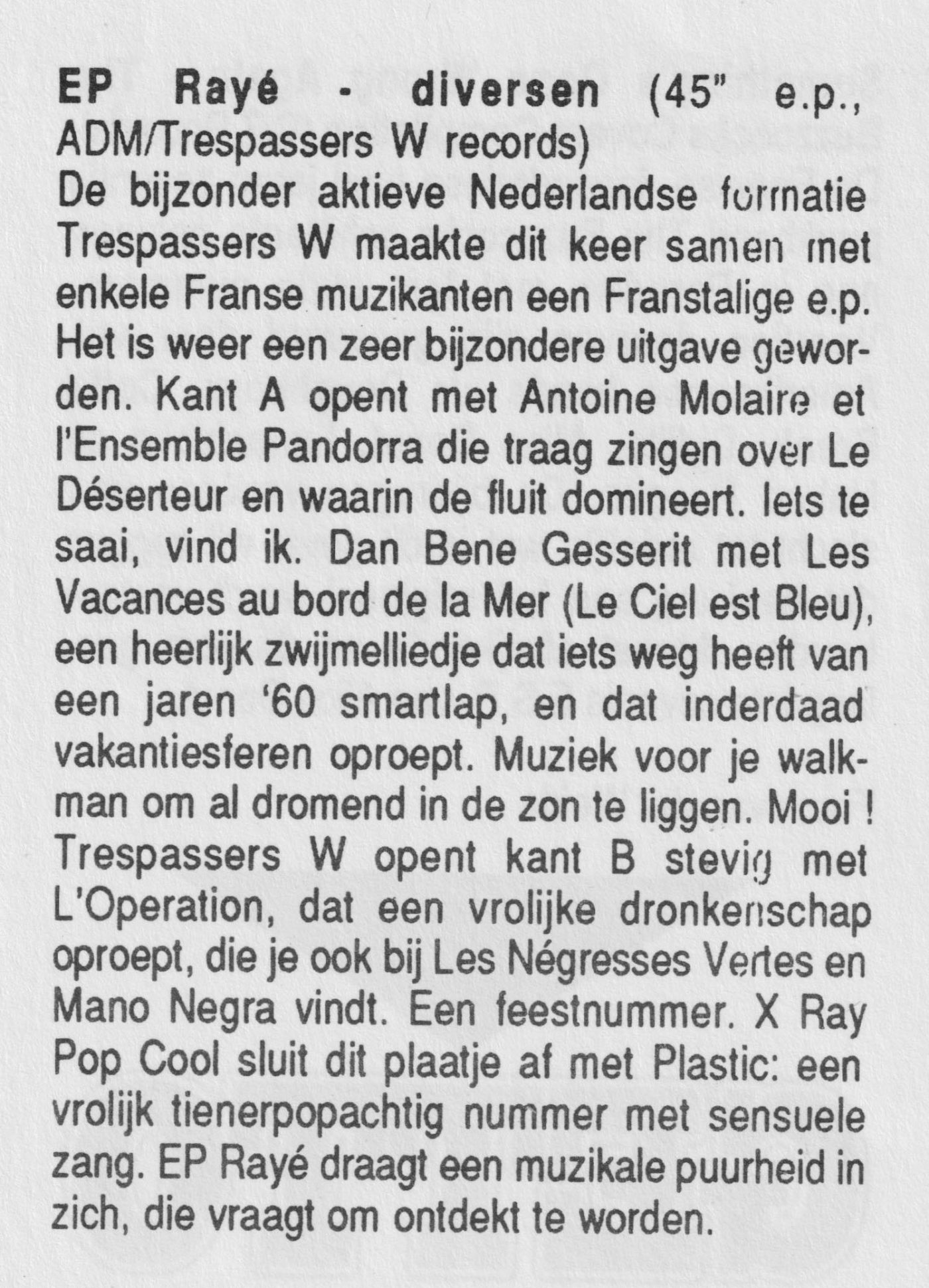 Anton Viergever, EP Rayé, Index 2e jrg., # 5, mei-juni 1992