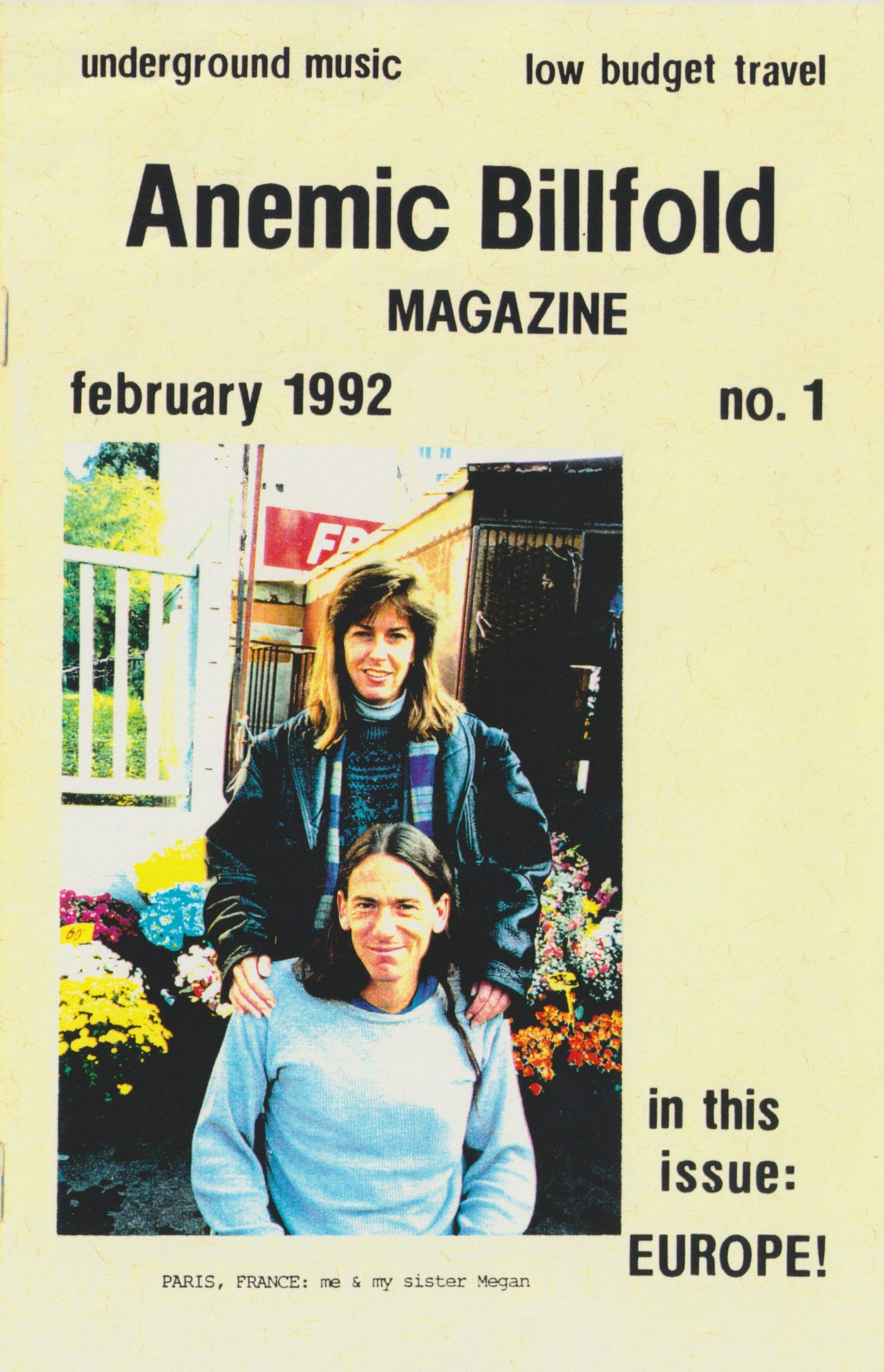 Anemic Billfold, # 1, februari 1992. Voorplat cover