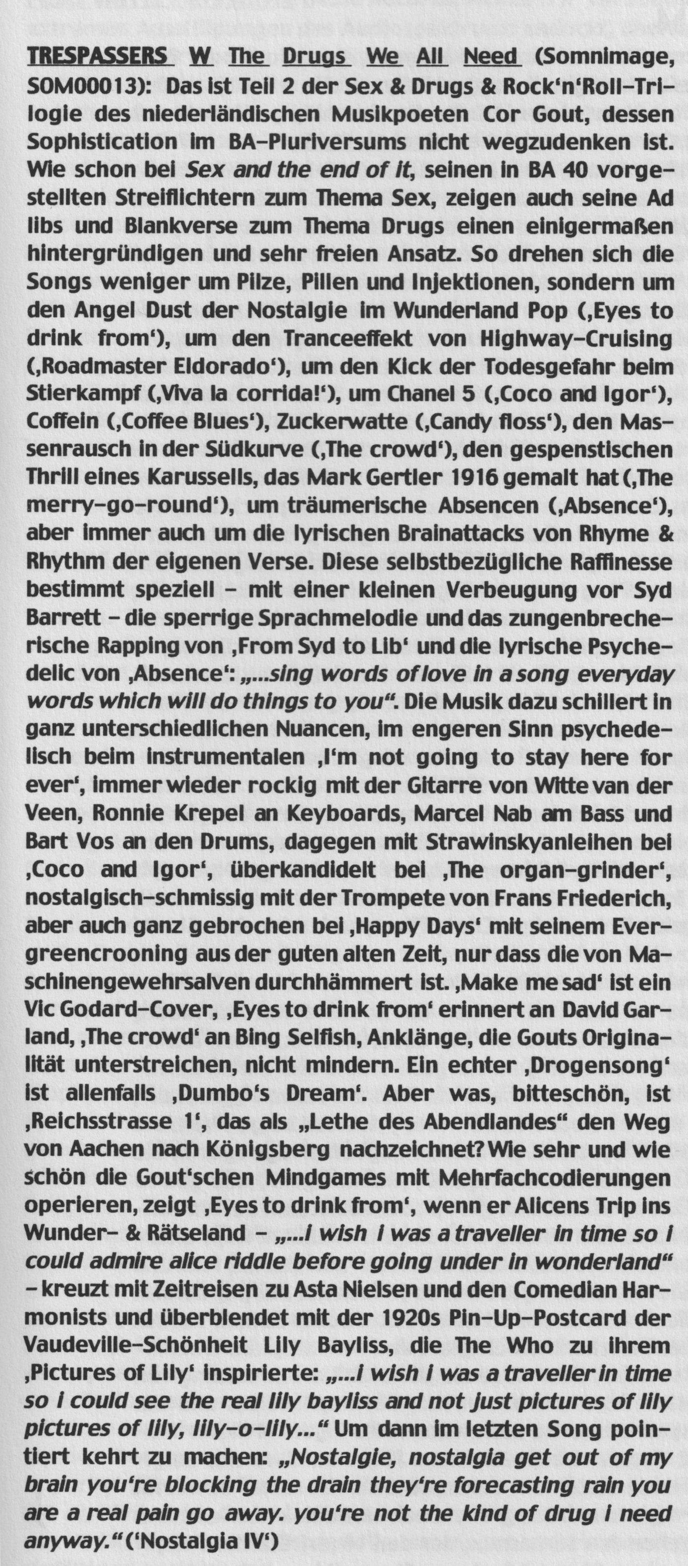 The drugs we all need, Rigo Ditttmann, Bad Alchemy , # 48, september 2005
